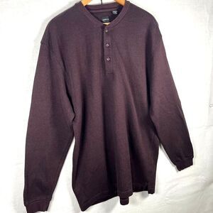 ARROW USA 1851 Men's XL‎ Burgundy Pullover Henley Long Sleeve Shirt Sweater